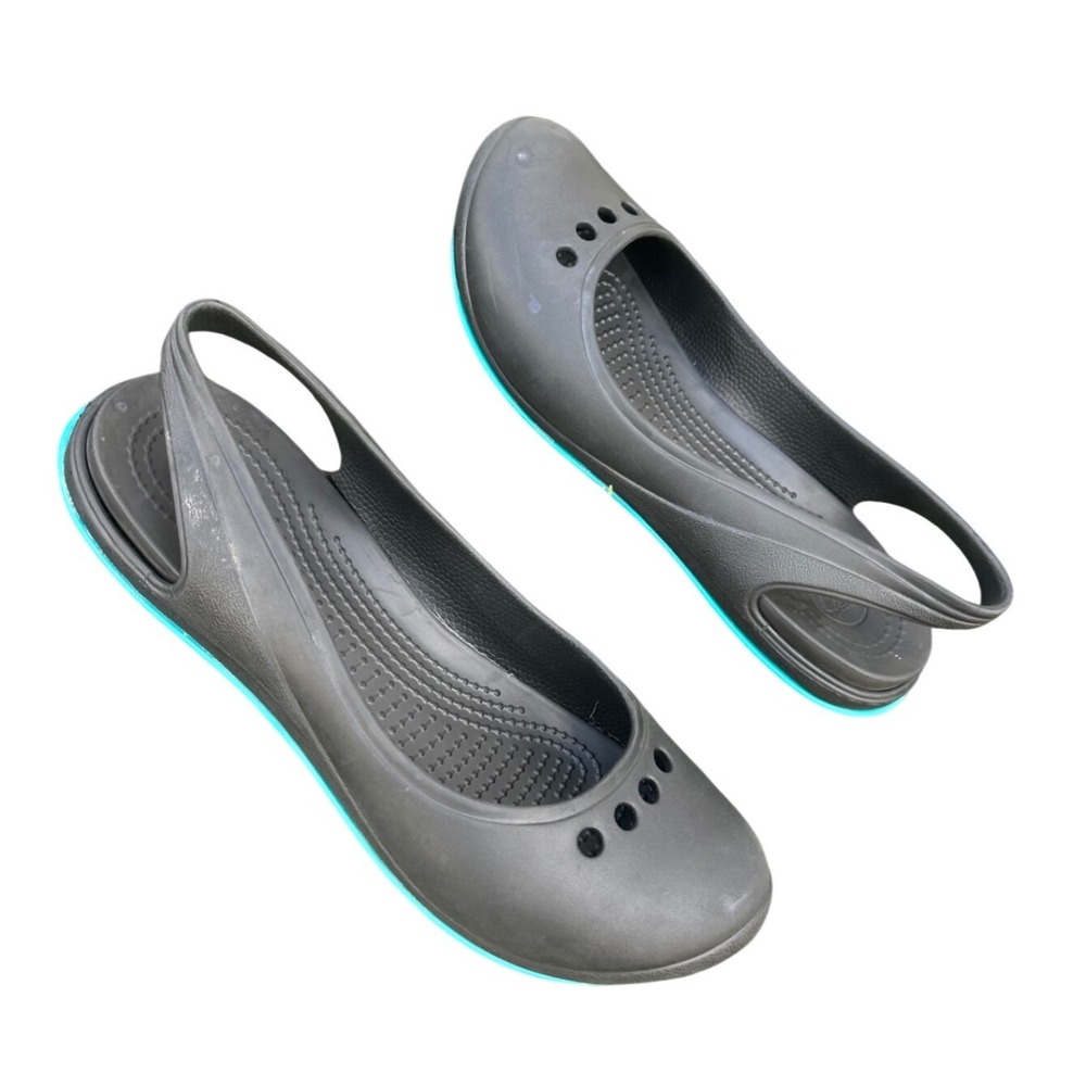 Crocs Tone Skylar Women's Slingback Flats‎ Size 9 Black And Teal Shoes